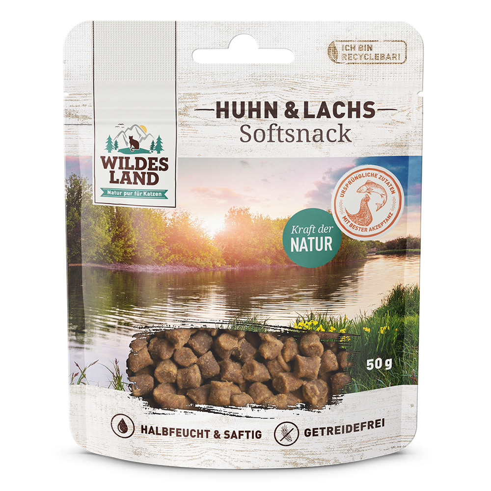 Wildes Land Cat Softsnack Huhn & Lachs 50g 