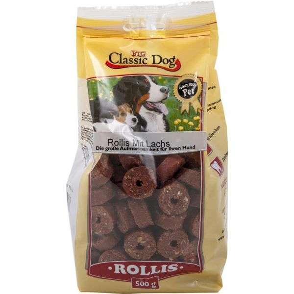 Classic Dog Snack Rollis mit Lachs 500g 