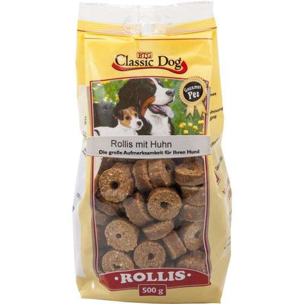 Classic Dog Snack Rollis mit Huhn 500g 