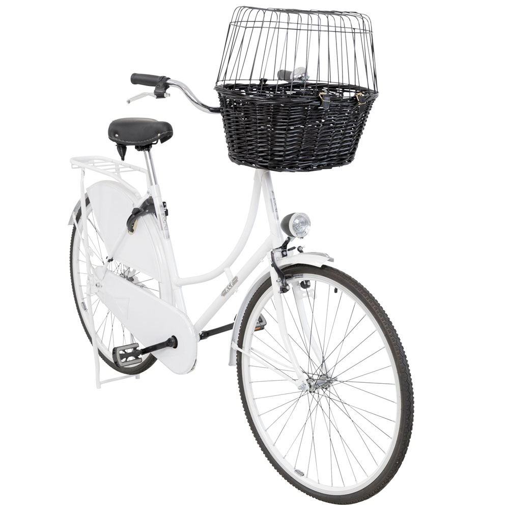Trixie Fahrradkorb aus Weide mit Gitter - schwarz 