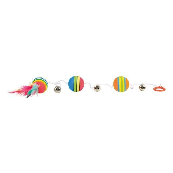 Trixie 3 Rainbow-Bälle am Gummiband mit Glöckchen 