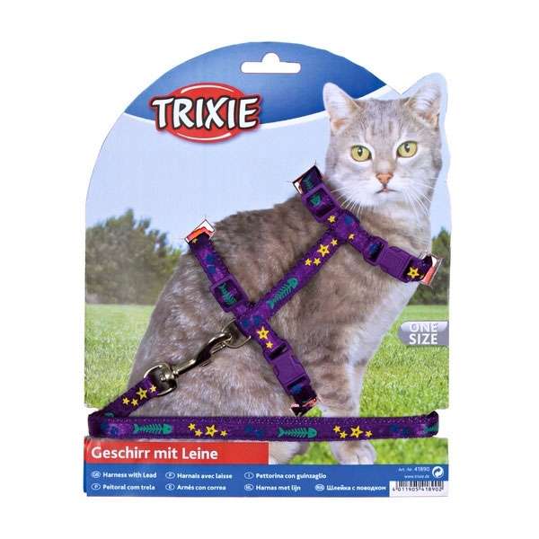 Trixie Katzen-Garnitur mit Leine - mit Motivband 