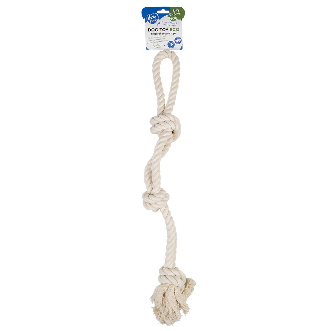 Duvoplus ECO Baumwollseil mit 3 Knoten & Schlaufe - weiß 
