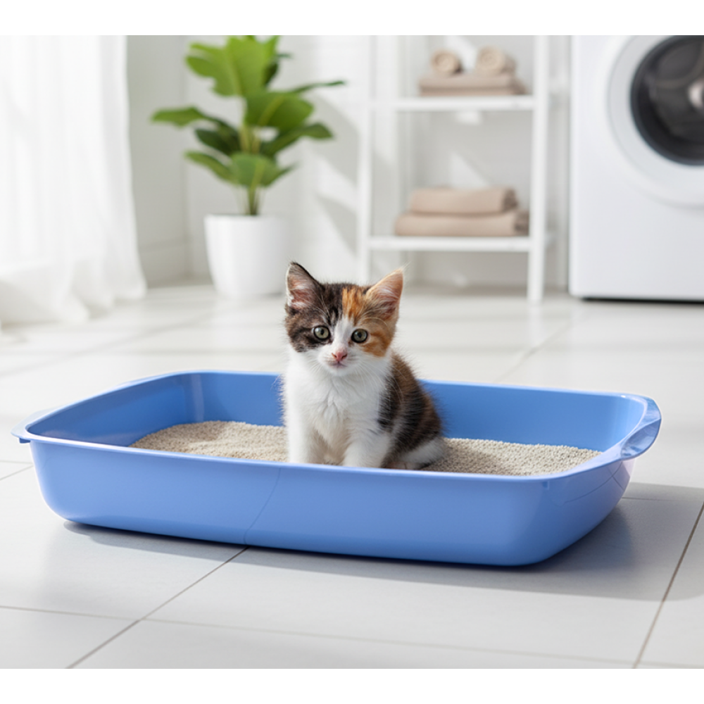 Savic Katzentoilette flach - blau/rosa 