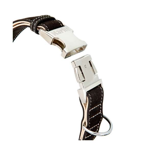 Karlie Buffalo Ultra Halsband - Schwarz/Hellbeige 25 mm / 45-65 cm