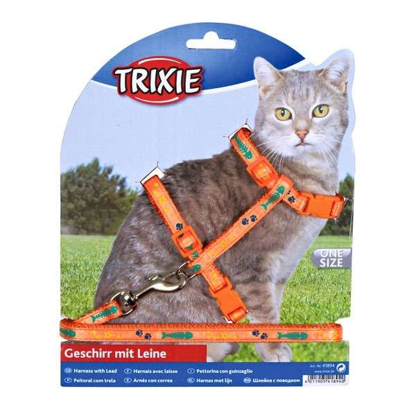 Trixie Katzen-Garnitur mit Leine - mit Motivband 