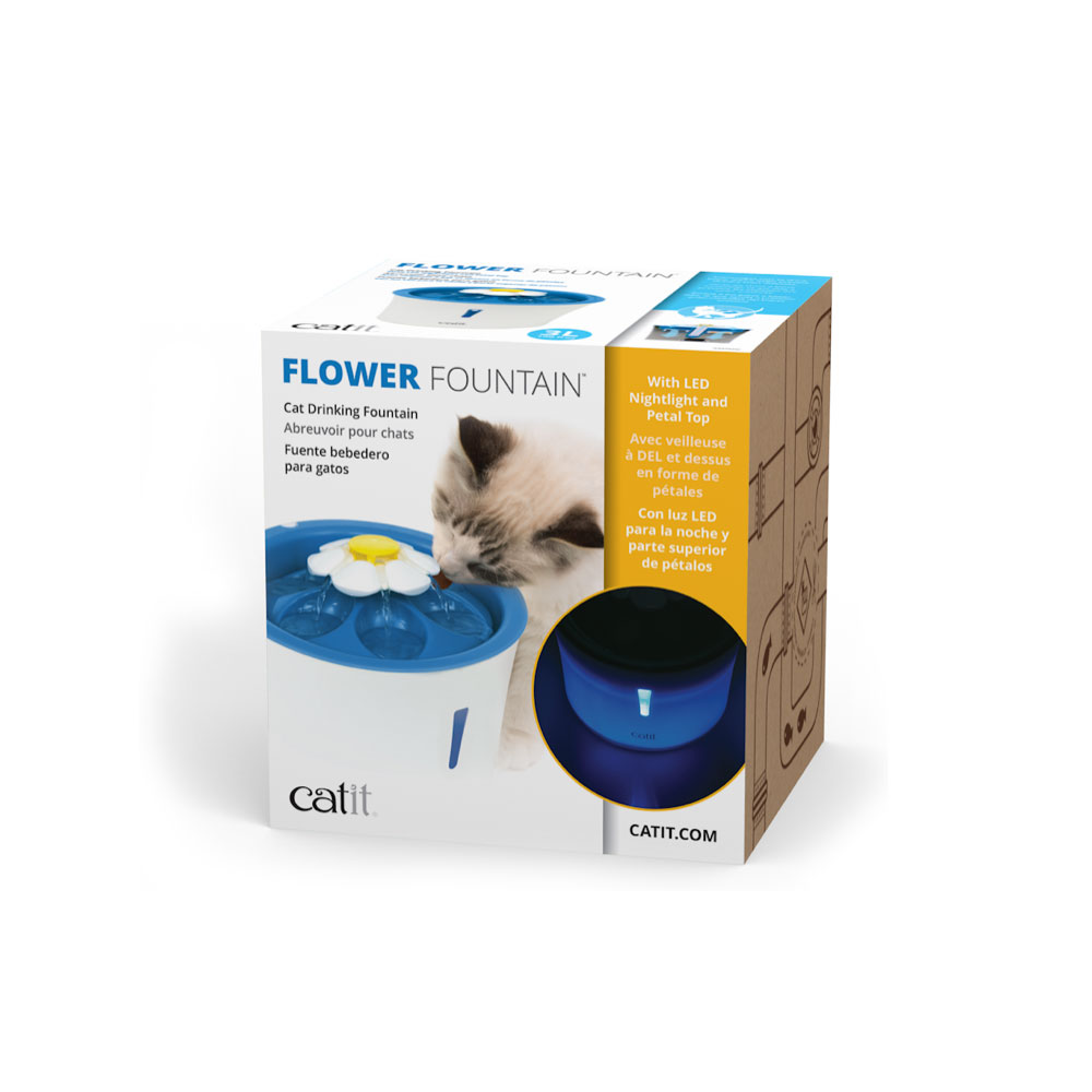 CATIT Blumentrinkbrunnen - 3 L, blau, mit LED 