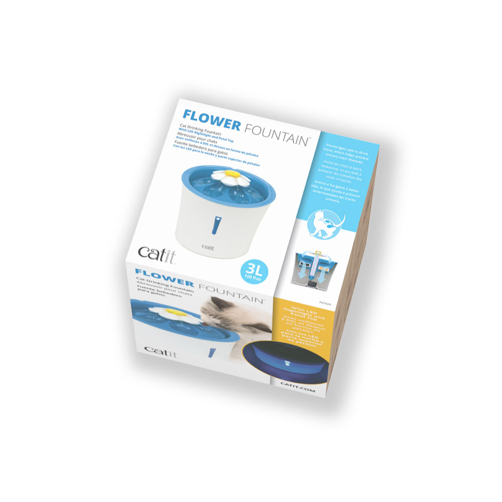 CATIT Blumentrinkbrunnen - 3 L, blau, mit LED 