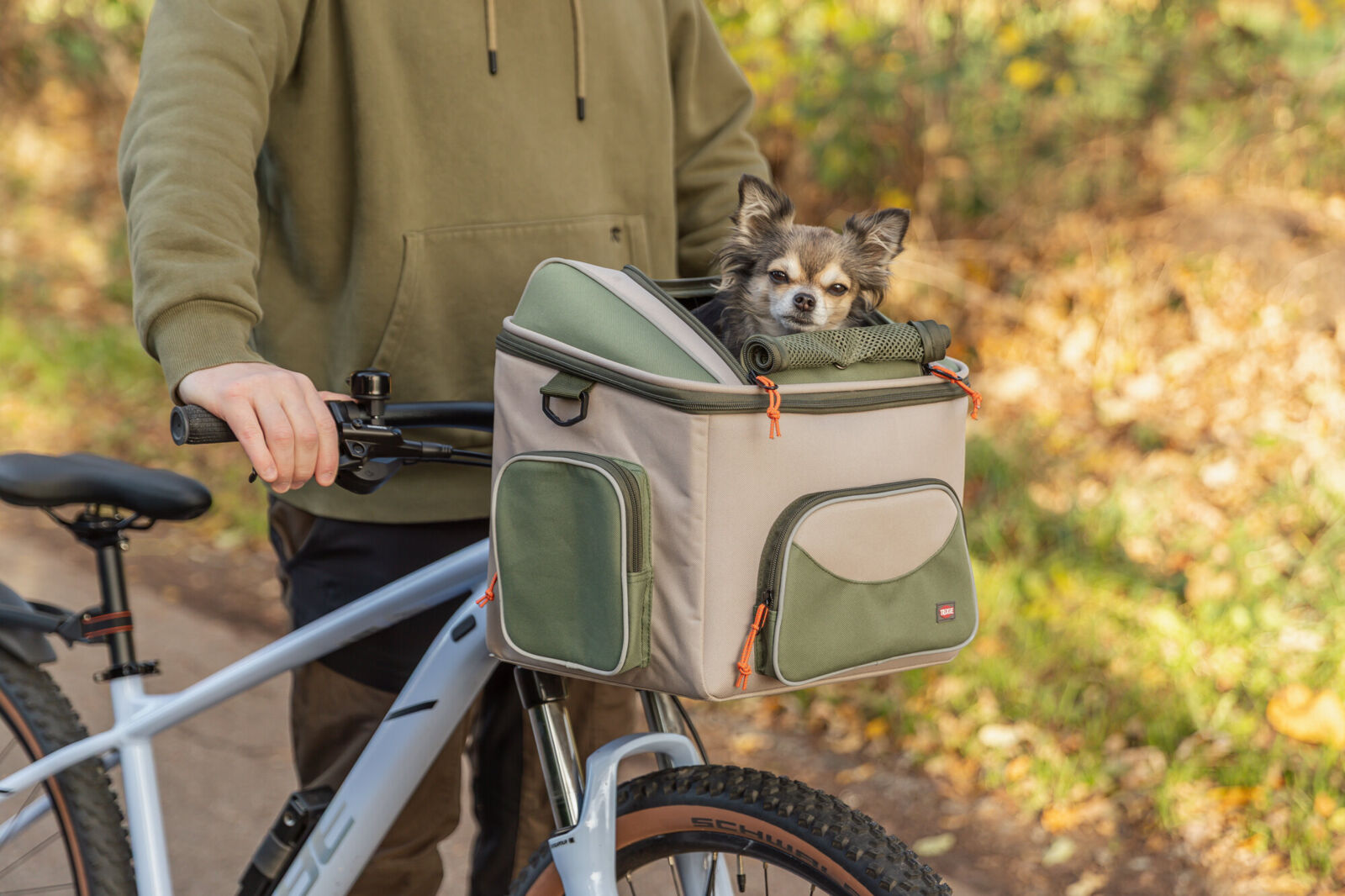 Trixie Front-Fahrradkorb - olivgrün/beige 